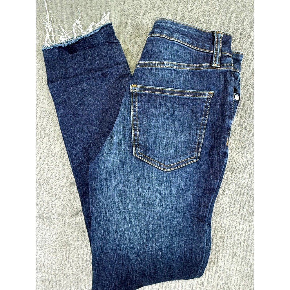 LC Lauren Conrad Skinny Ankle Jeans Dark Wash Raw Hem High Rise Size 0